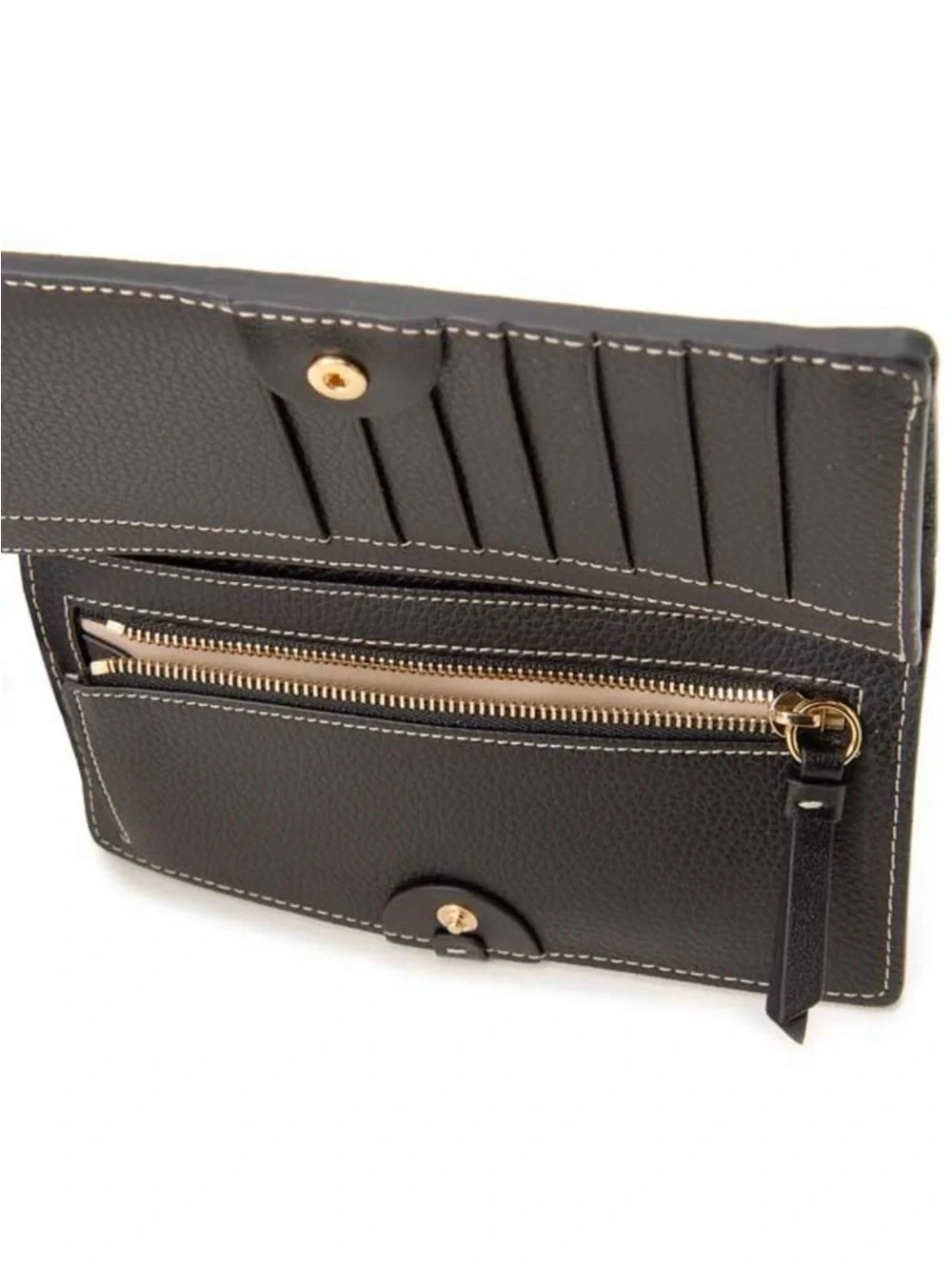 Chloe Black  Leather Clutch with Gold Ring Detail